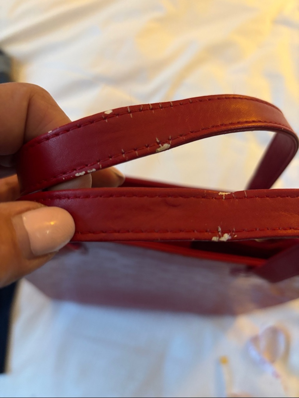 HARRODS OF LONDON RED PATENT LEATHER TOTE BAG 3COMPARTMENTS WITH MIDDLE ZIPPER - Picture 13 of 15